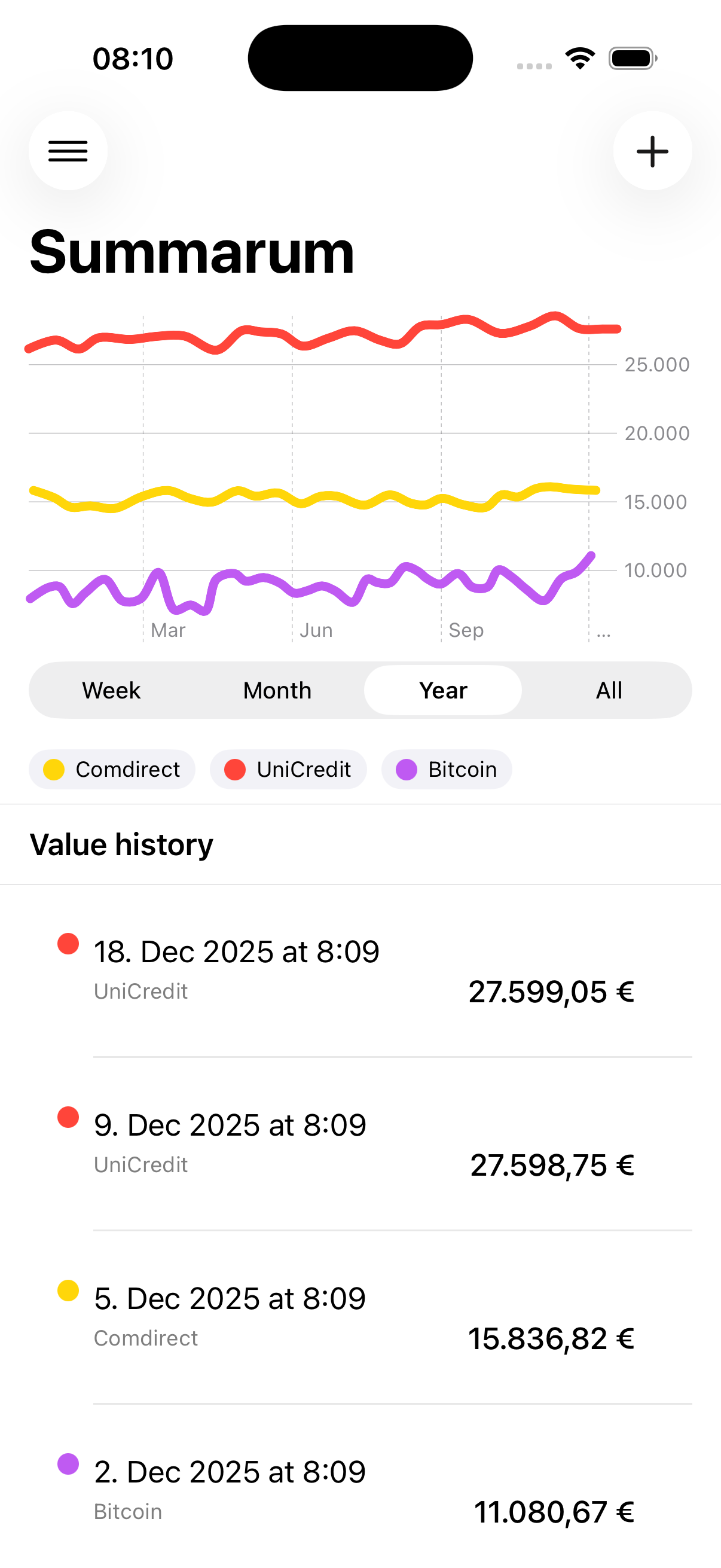 Summarum App on iPhone