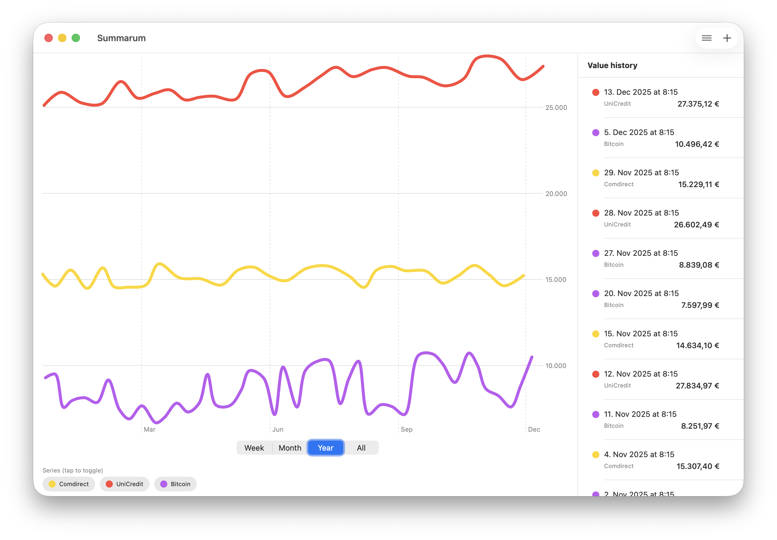 Summarum App on macOS